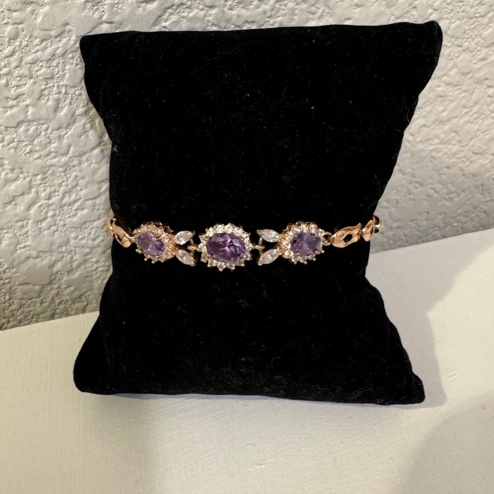 Elegant Purple and Gold Bracelet Stainless Steel